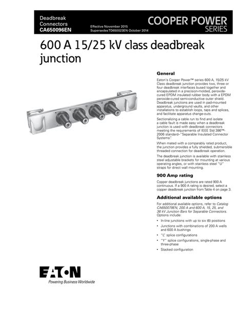 TD650023EN 600 A 15/25 kV Class Deadbreak Junction